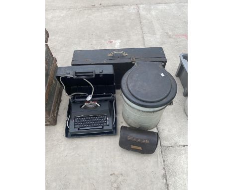 A VINTAGE SILVER REED ELECTRIC 2200 TYPEWRITER, A VINTAGE JOINERS CHEST AND FURTHER VINTAGE ITEMS 
