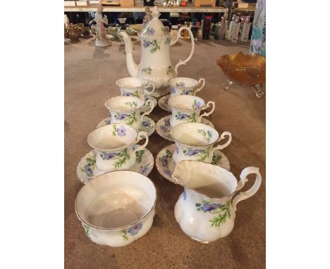 A RICHMOND 'BLUE POPPY' TEA/COFFEE SET COMPRISING TEA/COFFEE POT, SIX CUPS AND SAUCERS, MILK/CREAM JUG AND SUGAR BOWL 