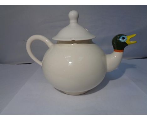 A CARLTON WARE TEAPOT WITH A DUCKS HEAD 