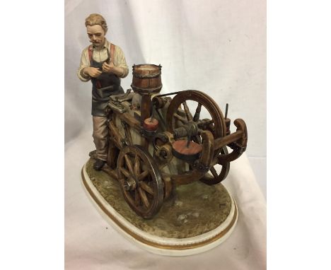 A CAPODIMONTE ORNAMENT OF A KNIFE GRINDER 1979 