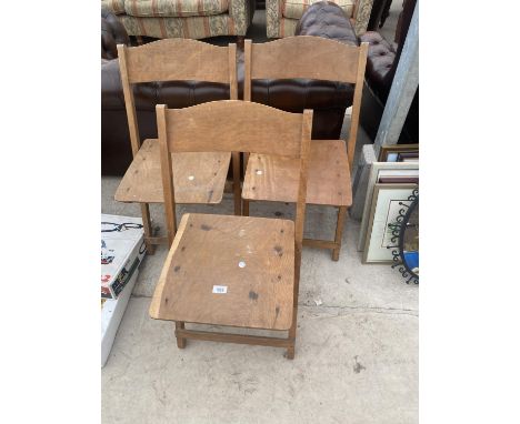 THREE VINTAGE WOODEN FOLDING CHAIRS 