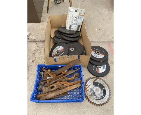 A LARGE QUANTITY OF AS NEW CUTTING DISCS AND FURTHER HAND TOOLS ETC 