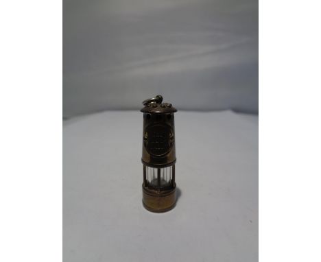 A MINIATURE BRASS MINERS STYLE LAMP PENDANT 