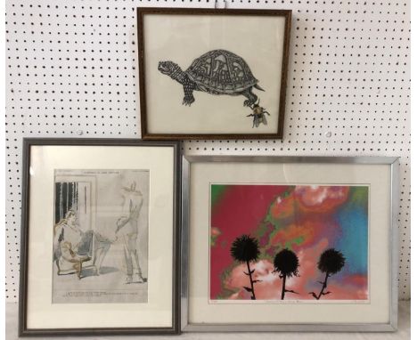 Three framed prints and artworks, to include: V. Pendleton - 'Swing Sisters - Disco Fever', limited edition colour print, sig