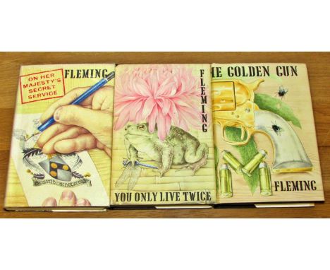 Three first editions of Ian Fleming's James Bond - On Her Majesty's Secret Service, You Only Live Twice and The Man With The 