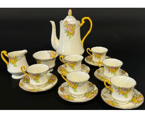 A Paragon  tea service for six with floral detail, further pieces of Crown Stafford teaware with floral banded detail and fou