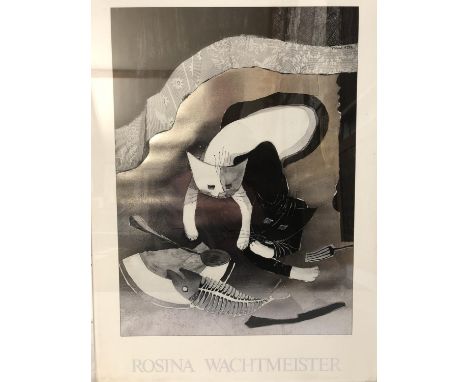 After Rosina Wachtmeister - 'Cat Artist', silver foil print, 59 x 42 cm, glazed 