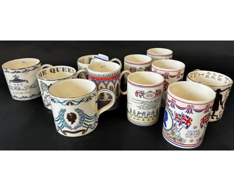 A collection of Wedgewood Jasperware tankards showing Royal residences (6) together with a further collection of Wedgwood Roy