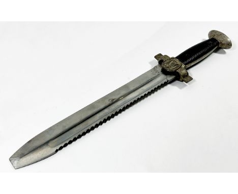 A German WWII DRK Red Cross Subordinate Hewer, the  blade with saw back and chisel point, marked Ges Geschutz with nickel cro