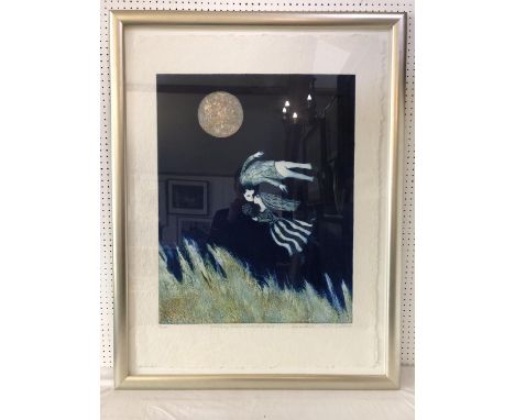 Brenda Hartill (b.1943) - 'Heavenly Bodies Moonstruck Lovers' (2004), limited edition embossed print in colours, signed, date