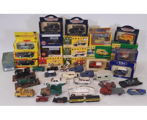 A collection of playworn, unboxed model vehicles including Dinky, Captain Scarlett Maximum Security Vehicle, Commer Truck, At