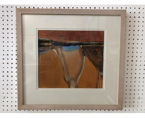 Bea Thompson - Landscape view, unsigned, mixed media, mounting dimensions: 24.5 x 27.5 cm, frame dimensions: 45 x 42.5 cm, do