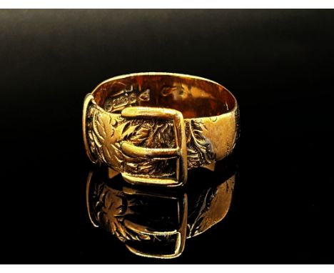 Antique 9ct buckle ring, Chester 1911, size P, 3.4g 