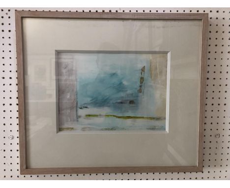 Bea Thompson - Abstract landscape, signed lower right in pencil, mixed media, mounting dimensions: 29.5 x 21.5 cm, frame dime