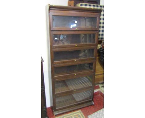 Globe Wernicke style floor standing library bookcase with hinged rectangular glazed panelled doors (one piece), 190 cm high x