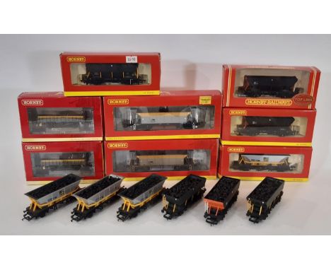 Fourteen 00 gauge rail hopper wagons including boxed Hornby R6621 x2, R6083, R6049, R033, R6288F x2, a HEA hopper in unmarked