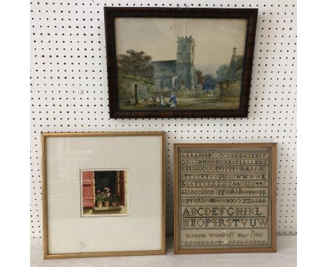 Three framed works to include: Nigel Ashcroft (20th Century) - 'Red Shutters Bourdeilles (Dordogne)' (1988), watercolour, ini