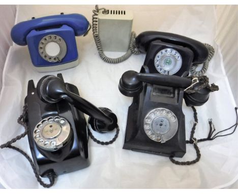 A collection of various early 20th Century black Bakelite GPO telephones, together with three mid to late 20th Century GPO te