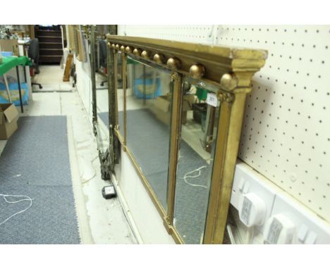 A 19th Century gilt and gesso triple paned mantle mirror, together with a box containing a toilet jug and bowl set with flora