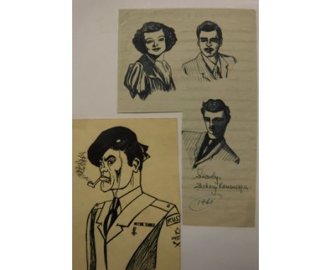A folio of assorted sketches by JAMES EMMETT of various dancing and society ladies together with various other mid 20th Centu