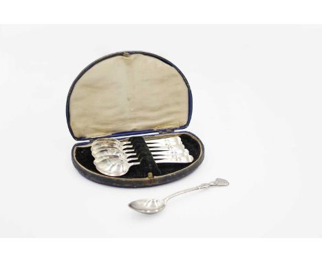 A cased set of silver coffee spoons by James Dixon & Sons Ltd. With engraved detail to handles, Sheffield 1926; together with