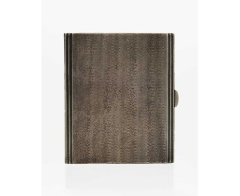 A George VI silver engine turned cigarette case. Birmingham 1946, length 10cm, 5.31 oz. The estimated in-house shipping to a 