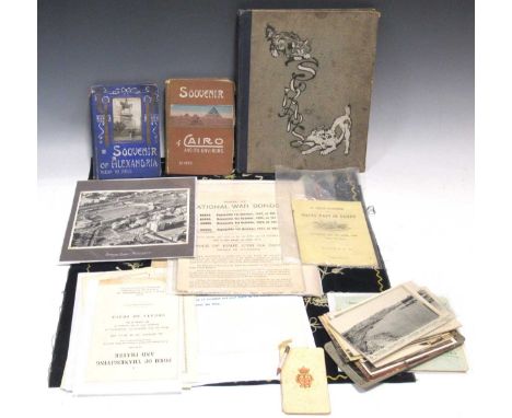 Unusual collection of ephemera, First World War and early 1920s Egypt and Gallipoli, including photograph album, First World 