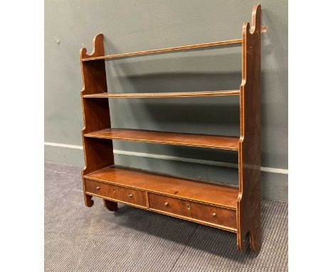 A George III mahogany hanging shelf with two drawers, 80 x 70 x 18cmProvenance:Collection of Barry Lock (1934 - 2021) Morpeth
