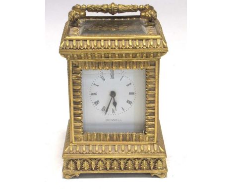 A small gilt brass carriage clock 'Hennell', 10 x 7 x 6cmProvenance:Collection of Barry Lock (1934 - 2021) Morpeth Mansions, 
