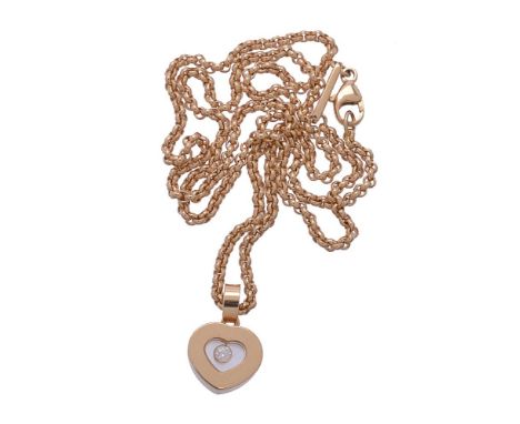A diamond Happy Pendant by Chopard, the heart shape drop enclosing a single brilliant cut diamond, 1.6cm long, suspended on a