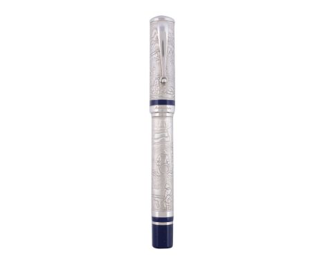 Montegrappa, Cosmopolitan Collection, 1849 E-W, a limited edition silver coloured fountain pen, no. 274/490, circa 2006, engr