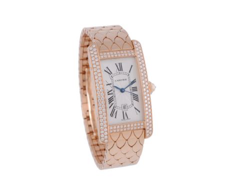 Cartier, Tank Americaine, Ref. WB710010,   18 carat rose gold bracelet watch, no. 46139TX 2504, circa 2014   Movement: Cal. 0