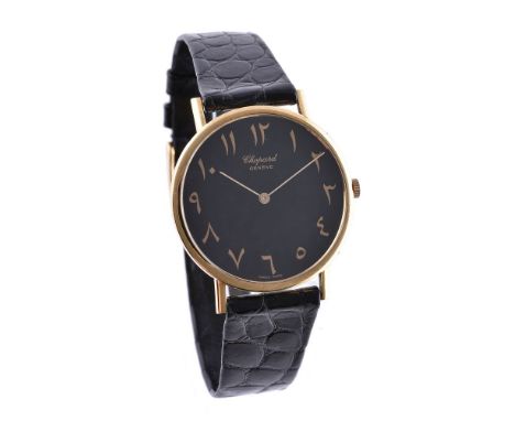 Chopard,   Gold coloured wrist watch, no. 111156 1053   Movement: Manual wind, 17 jewels   Case: Gold coloured case, snap cas
