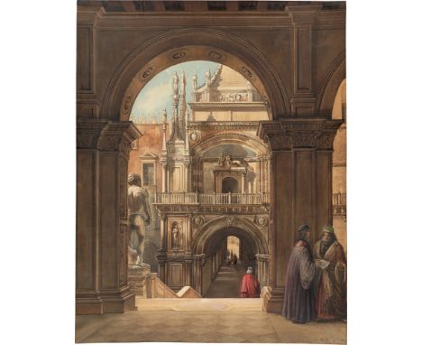 (See English version below)Friedrich Nerly (Erfurt 1807 – 1878 Venedig). „Venezia“. 1865Aquarell und Deckfarbe über Bleistift