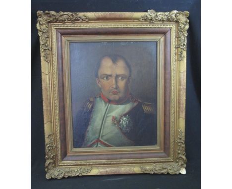 CONTINENTAL SCHOOL (19th Century), portrait of Napoleon Bonaparte in military uniform, oils on panel. 48 x 42cm approx. (B.P.