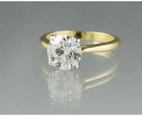 18CT GOLD 2.50CT DIAMOND SOLITAIRE RING. The brilliant cut diamond in four claw setting. Together with an AnchorCert gem lab 