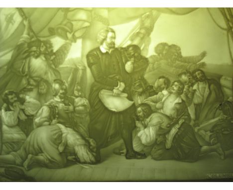 GROUP OF THREE 19TH CENTURY GERMAN PORCELAIN LITHOPHANE PANELS, 'Columbus'(titled), portrait of the Virgin Mary and Hide and 