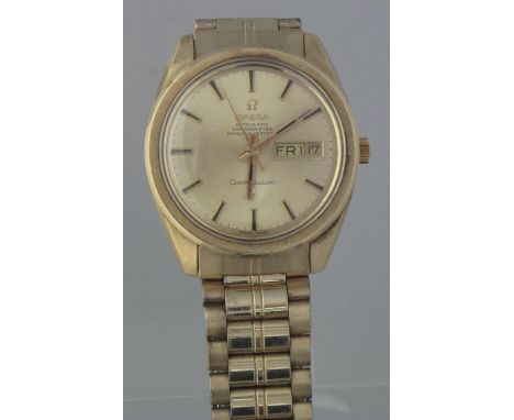 OMEGA SEAMASTER CONSTELLATION GOLD PLATED GENTS DAY DATE AUTOMATIC CHRONOMETER WRISTWATCH, on gold plated articulated bracele