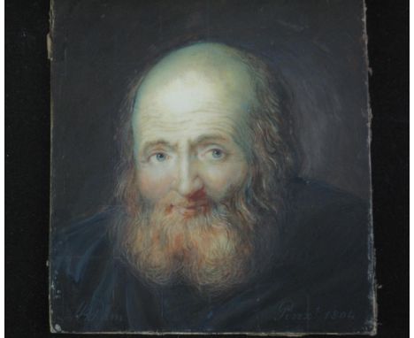 A ADAM (British, 19th Century), portrait of a bearded old man, signed and dated 1804, oils on ivory. 8.5 x 8cm approx. (B.P. 