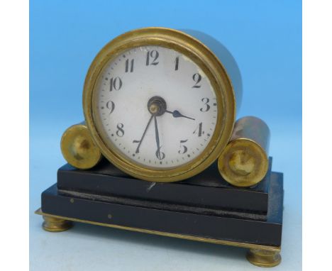 A German brass cased alarm clock, 8cm