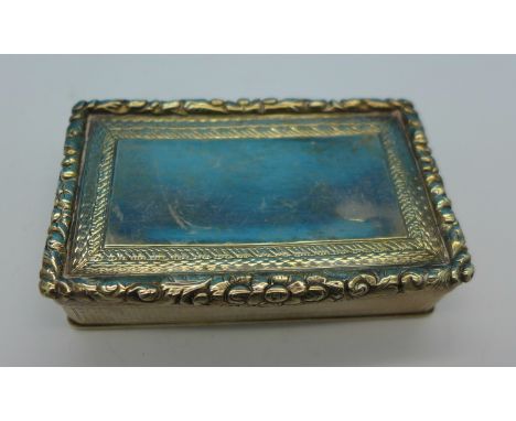 A Victorian silver snuff box, Birmingham 1842, Edward Smith, width 74mm