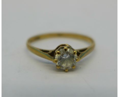 A 9ct gold solitaire ring, 1.1g, M