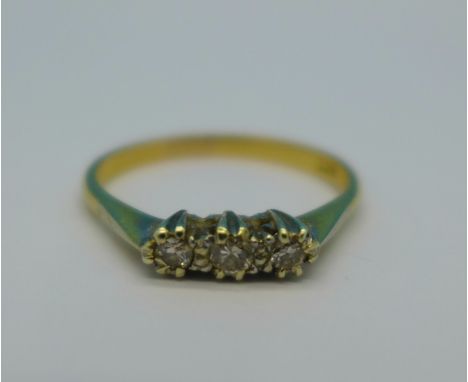 An 18ct gold and diamond ring, 2.2g, O