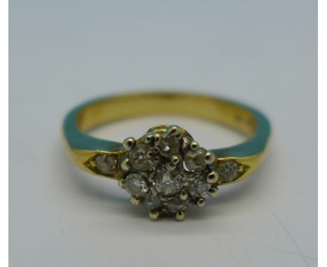 An 18ct gold and diamond ring, 4.9g, Q