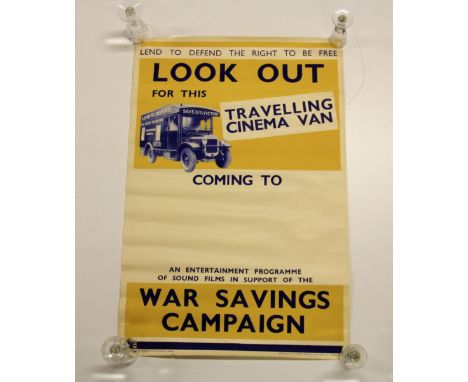 A rare original advertising poster for the travelling cinema van during WW2.