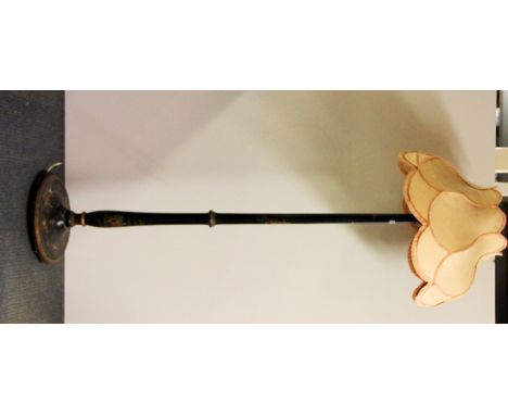 A chinoiserie decorated standard lamp and shade.
