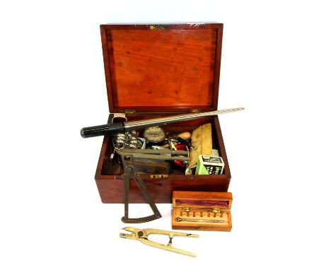 A box of mixed vintage jewellers bench tools.