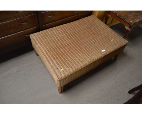 A wicker coffee table 