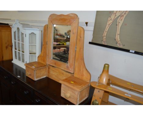 A pine dressing table mirror fitted two drawers 