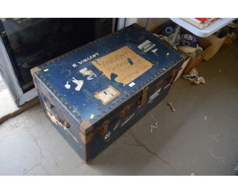 A travelling trunk and contents of various hats etc